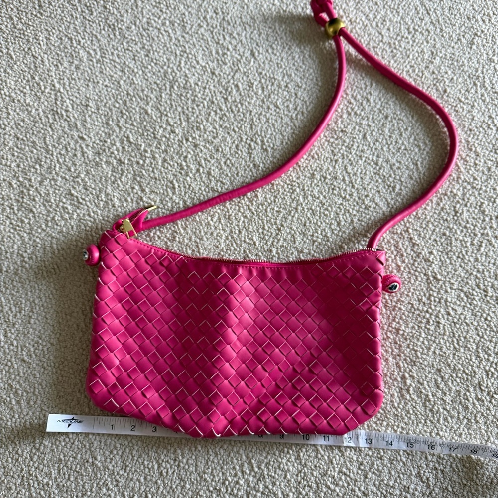 Pink Woven Crossbody Bag